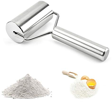 HanYiKouShui Mattarello in Acciaio Inox Liscio per Pasticceria e Pizza Pratico Rullo per Impasto Mattarello in Acciaio Inox Mattarello L Forme Rullino per rulli per La Cucina（Argento）