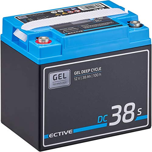 ECTIVE - GEL DC38S 12V 38Ah - Deep Cycle Versorgungsbatterie mit LCD-Anzeige wartungsfrei - VRLA Solarbatterie für Boote, Van, Wohnmobil, Camper