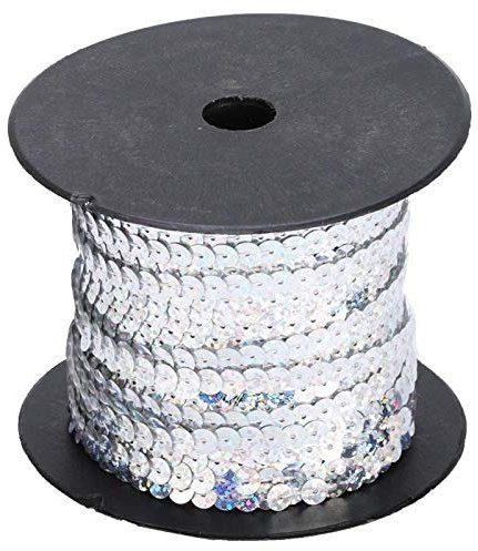 100 Yard Paillette DIY Paillettenband Flachen Paillette Trim Glänzende Paillettenbänder für Bastelprojekte, Tanzbekleidungen(#silver)