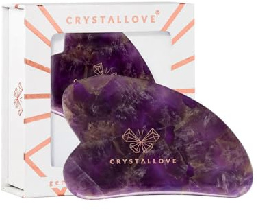CRYSTALLOVE Gua Sha Amethyst – Gesichtsmassage Stein aus Naturstein – Lymphdrainage, Anti Aging & Glow – Gua Sha Tool für Gesicht, Hals & Dekolleté