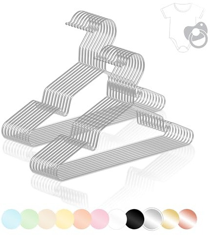 ROW&LINE® – Perchas para Ropa Infantil (30 cm) – 20 Piezas (Negro Mate) – Perchas para Ropa de bebé Que ahorran Espacio – Resistentes para Ropa Pesada – Perchas Infantiles para un Armario ordenado