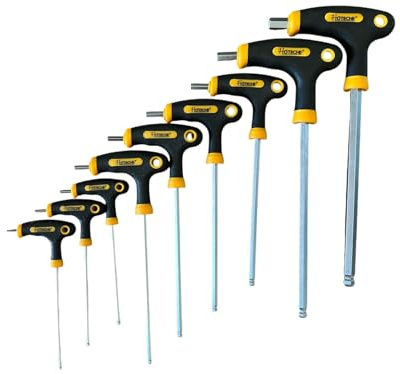Senza marchio kit Set Chiavi A T Esagonali Lunghe Forate 9 pezzi Chiave A Brugola Impugnatura T Lunghezze 100-200 mm per Officina, Manutenzione e Fai da Te | 261608