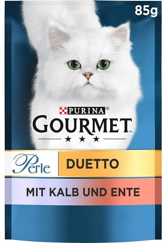 Gourmet Perle Duetto Katzenfutter nass, mit Kalb und Ente, 26er Pack (26 x 85g)