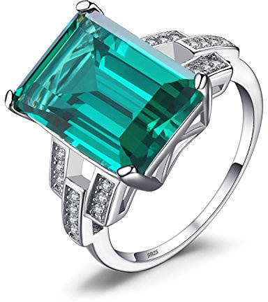 JewelryPalace 5.9ct Smaragdschliff Simulierter Smaragd Ring Damen, Grün Schmuck Set, Verlobungsring Cocktail Ring Silber Ringe 925 Frauen Ring mit Grünem Stein, Damenring Silber 925 Zirkonia Frauen 51