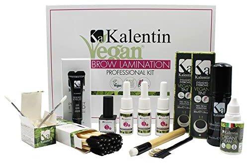 KALENTIN - Kit KING Lamination Sourcils professionnel VEGANO complet de couleur châtaine, couleur noire, activateur - 25 applications - KLC LASH LIFT PROFESSIONAL