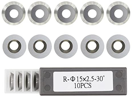 Rund Hartmetall Wendeschneidplatten Cutter Set für Drehmaschinen Drehmeißel, 10 Stück Hartmetall Einsatzschneider für Holz Drechselwerkzeug mit Schrauben