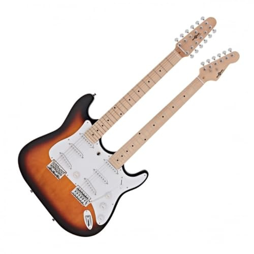 Gear4music LA Double Neck Guitar 12/6 String Sunburst