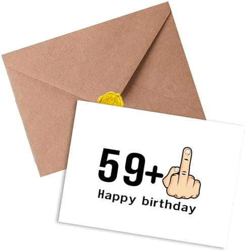 Sugeru Geburtstagskarte zum 60,Lustige Geburtstagskarten mit Umschlag | Nachhaltige Karte Glückwunschkarte für Frau,Mann | 59+1 Finger-Grußkarte | Personalisierte Geburtstag | Birthday Geschenke (60)