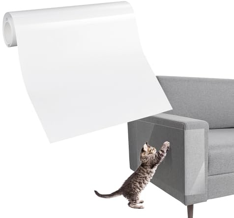 AiQInu Protector Sofa Gatos Arañazo,21cm x 300cm Protector Puertas Arañazos Perro, Adhesivas Transparente Cinta Protección Rascador, para Puerta, Sofá, Pared de Madera