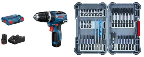 Bosch Professional Akku Schlagbohrschrauber GSB 12V-35 (inkl. 2x3.0 Ah Akku, Ladegerät GAL 12V-40) + 35-tlgs. Bohrer Bit Set (Pick and Click, Zubehör für Schlagschrauber, mit Bits und Universalhalter)