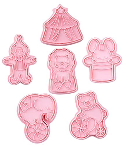 Zerodeko 6 Stück Zirkus Ausstechformen Aus Kunststoff 3d Cookie Cutter Für Kinder Backzubehör Einfache Reinigung Fondant Keksausstecher Für Urlaub Und Party