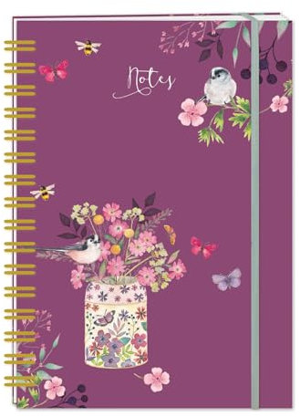 Vintage Garden Flower Pot Bird Lined Notebook: Plastic Free Packaging