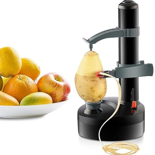 ERICAT Pelador De Patatas Eléctrico, Peladora Automática De Manzanas con Base Antideslizante, Altura del Mango Ajustable Y Pelado Rápido Y Fácil, Cuchilla Giratoria Automática, para Patatas, Tomates