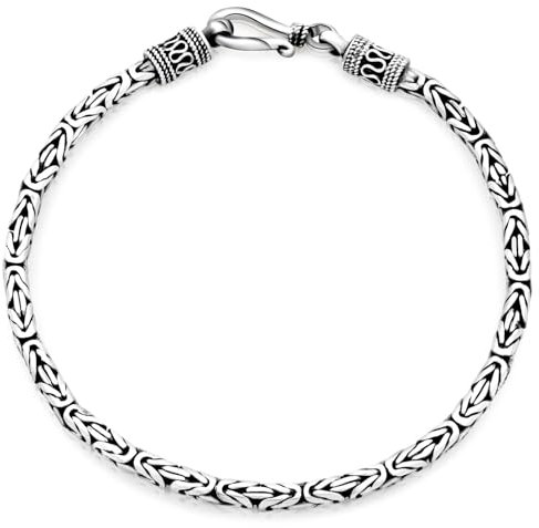 Königsarmband 4,5mm Breit Rund 925er Sterlingsilber Oxidiert Geschwärzt für Damen und Herren mit Hakenverschluss
