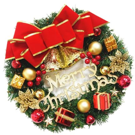 GOOHOCHY 30cm Künstlicher Weihnachtskranz zum Aufhängen Wiederverwendbar aus Kunststoff und Stoff Realistisch Gestalteter Türkranz für Festliche Weihnachtsdekoration im Zufälliger Stil