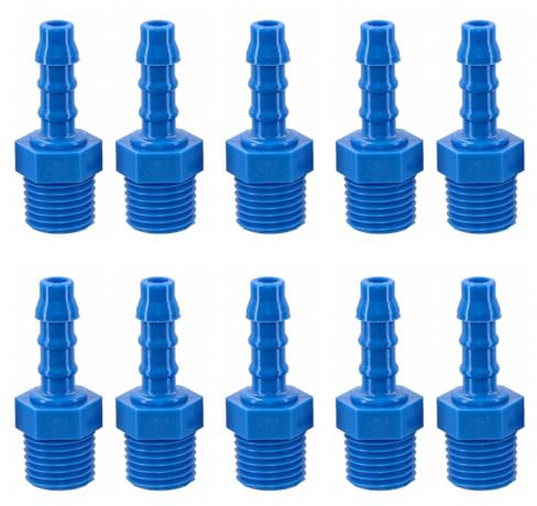Schlauchverschraubung aus Nylon Außengewinde 1/4 BSPT Ø 6 mm, Packung mit 10 Stück, blau - AWSPLASTIC 1406PAB