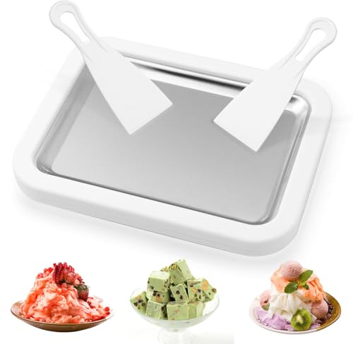 Jeinbuil Eisplatte zum eis machen Eiscreme Roller Maker Pan | mit 2 Spateln Kleine Instant Rolled Ice Cream Maker für hausgemachte gerollte Eiscreme, gefrorener Joghurt, Gelato
