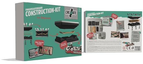 CRESKATE DIY Fingerboard Construction Kit for Beginners – Includes Standard Shape Mold, Fingerboard Shaper, 15 Maple Wood Plies, Trucks & Wheels, Glue, Grip Tape, Step-by-Step Video & Booklet