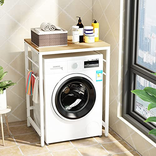 FFFDC Étagère supérieure empilable pour Machine à Laver et sèche-Linge – Étagère de Rangement Non perforée du Sol au Plafond pour cosmétiques, lavabo, Salle de Bain – Organiseur monocouc
