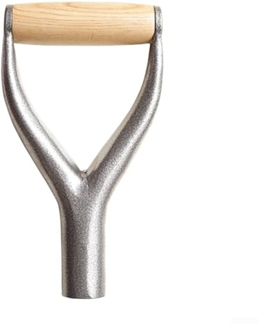 HpLive Shovel D Handle, Metal Shovel Replacement Handles with Wooden Handle, for Spade, Snow Shovel, Garden Shovel, Beach Shovel, 3.1 cm (Silver)