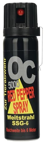 Pfefferspray OC5000 SSG-6 Weitstrahl 63 ml mit Metallclip und Federdeckel