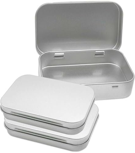 Vikrami lighting 3-Pack Tin Box Candy Key Earrings Coin Metal Storage Box Small Portable Iron Box Metal Empty Hinged Tins Storage Boxes (Silver)
