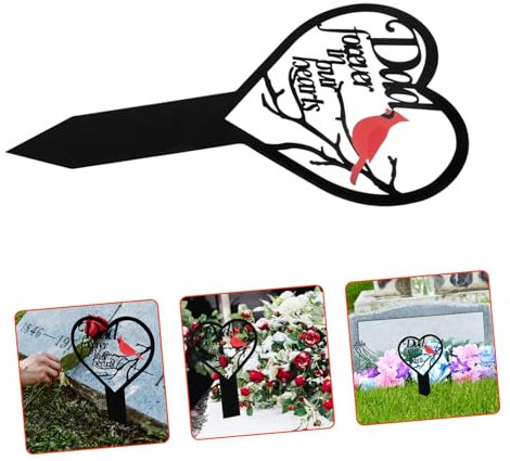 Happyyami Memorial Heart Shaped Metal Stake for Grave Decoration Cemetery Sign to Honor Loved Suitable for Gardens and Yards for Remembrance and Memorials