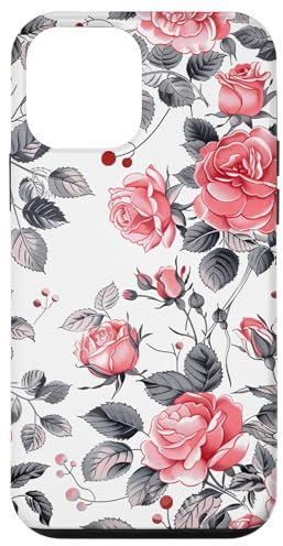 Custodia per iPhone 12 mini Rosa e Bianco Porcellana Motivo Floreale Vintage Botanico