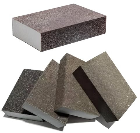 MiJunHD Wet Dry Sanding Block, 180# Extra Fine 5Pcs Sandpaper Sponge Block, Reusable Washable Polishing Pad for Grinding Furniture, Metal, Wood, Wall, Paint