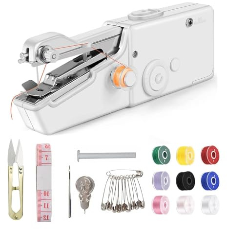 MUYAPAY Máquina de Coser Portátil, Mini Máquina de Coser Eléctrica, Rápida para Ropa, Cortinas, Bricolaje y Viajes Familiares