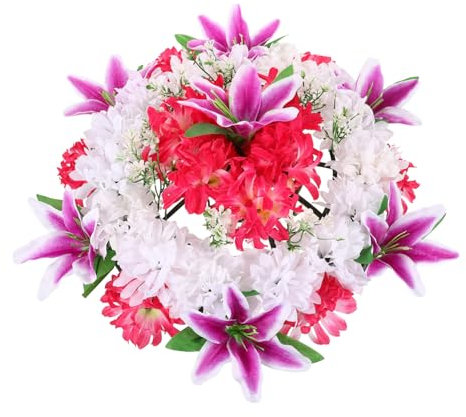 QUMIIRITY Funebre Artificiale Per Cimitero Wreath Sacrificale Per Commemorazioni Decorazion Mourning Realistico Facile Curare Dimensioni Compatte Colore e