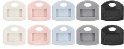 PATIKIL Key Caps Set, 10 Pcs 1 Inch Tags and Identifiers Covers Key Head Protectors Key Tags with Labels Key Accessories, 5 Color