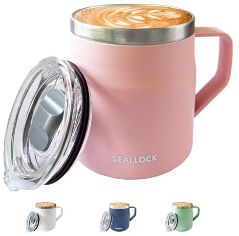 Ins Style 450ml Vacuum Insulated Stainless Steel Travel Mug - 304 Food-Grade Thermal Coffee Cup with Leak-Proof Sliding Lid, Double Wall Insulation for Hot & Cold Drinks (Modern Design) (Pink)