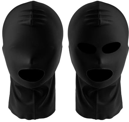 Tabanzhe Unisex Full Cover Hood Mask-2PCS Opened Mouth Show Eyes Face Mask Unisex Elastic Cosplay Costume Head Mask for Couple Games Party Role Playing Carnival Night