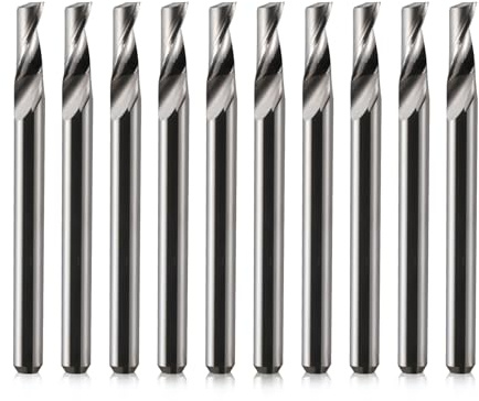 EU_HOZLY Fräser 3.175mm Schaft Single Nut CNC Fräser Bits für Aluminium 3.175mm Schaft,8mm Schnittlänge, 38mm Gesamtlänge,cnc fräsmaschine aluminium,cnc fräse 10 Stück (3.175*8*38)