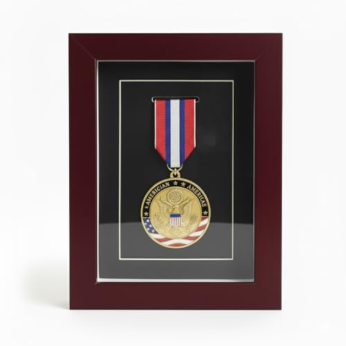 YFPIXA 6x8 Medal Display Case, Mahogany Finish, Clear Front