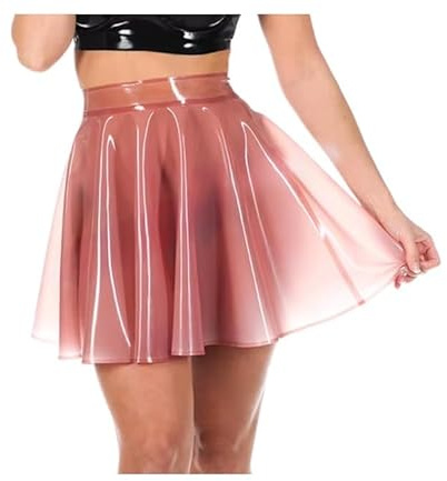 TTANYYUINGOU Natural Latex Skater Skirt Skirt Wear Colors No Zipper Customized Women,Pink,XXL