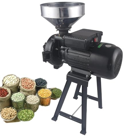 Commercial Stainless Steel Soybean Grinder Industrial Flour Milling Machine，Electric Grain Mill Grinder, Commercial Grain Mill with Large Funnel, 1500W Power and 1400 R/Min, Adjustable Coars
