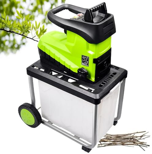 Biotrituratore Professionale 2800w,Trituratore Ramaglia E Foglie Con Fibbia Push-Pull,5000 Giri/Min,Doppie Ruote per Trasporto Facile,Ecologica per Scarti Verdi,Chippers+20mWire
