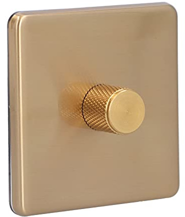 Zerodis Stainless Steel Dimmer Switch, LED Dimmer Switch, Knob Type Dimmer Light Switch with Brushed Stainless Steel Panel, Elegant Golden Color for Home Use, Scratch (Monodimental light)