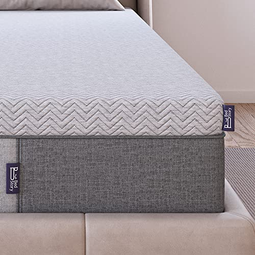 BedStory Firm Mattress Topper 4 Inch Twin Size - Extra Firm Memory Foam Bed Topper for Pain Relief - Copper Gel Bamboo Charcoal Green Tea Cooling Pad with Cover - CertiPUR-US Certified, No Odor