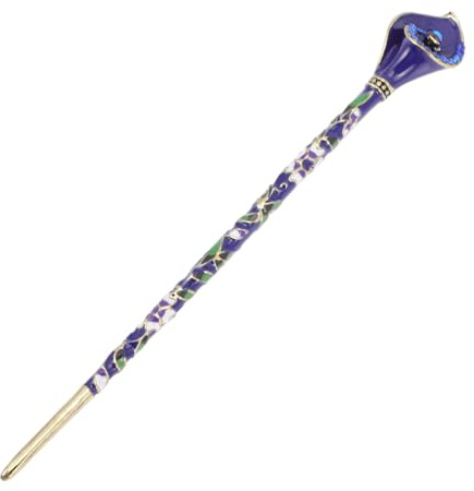 STOBAZA Bacchetta per Chioma in Lega Fiore di Loto Blu, Fermacapelli Raffinato e Retrò per Donna, Accessorio per Acconciature e Chignon Resistente