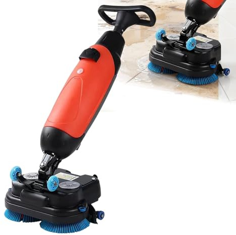 GerCxxly Autolaveuse compacte Professionnelle avec réservoirs séparés, brosses de Nettoyage motorisées de 43 cm (17 Pouces),Double Brosse,sans Fil et alimentée,pour sols en carrelage et béton