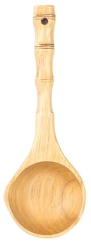 BIUDECO Langstielige Holz Schöpfkelle aus Lackiertem Kiefernholz Wasserschöpfkelle mit Rutschfestem Griff Praktische Küchengießkelle für Haushalt und Sauna