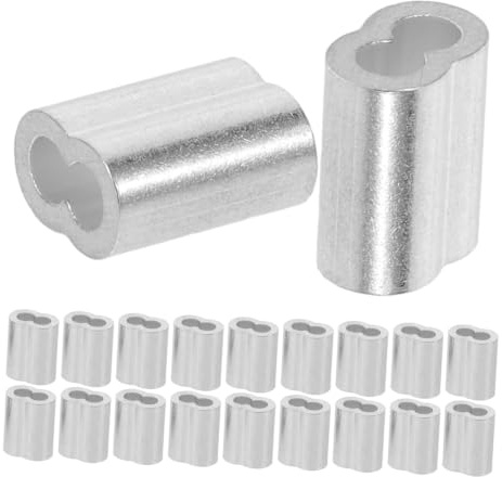 WRITWAA 300pcs Double Barrel Aluminum Cable Crimp Sleeves Wire Rope Ferrules for Secure Fastening Even Tension Distribution Fit for Construction Agriculture and Rigging Applications