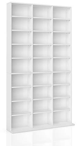 Vicco CD-Regal Jukebox, Blu ray Aufbewahrung, Weiß, 102 x 178 cm