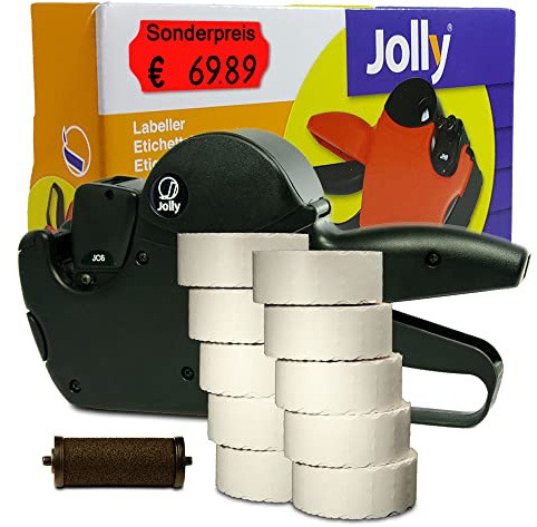 Preisauszeichner Set Jolly C6 inkl. 10 Rollen 26x12 Preisetiketten - leucht-rot permanent + 1 Farbrolle | Aufdruck: Sonderpreis | HUTNER