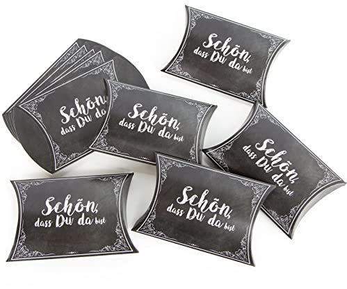 Logbuch-Verlag 50 kleine Schön dass du da bist Gastgeschenke Schachteln schwarz weiß Verpackung 15 x 10 x 3 cm Geschenkbox