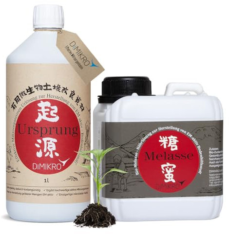 DIMIKRO Ursprung - traditionell japanische EM Urlösung 1 l + Melasse aus Zuckerrohr 1 l zur Herstellung von Effektive Mikroorganismen aktiv (EMa) im Fermenter