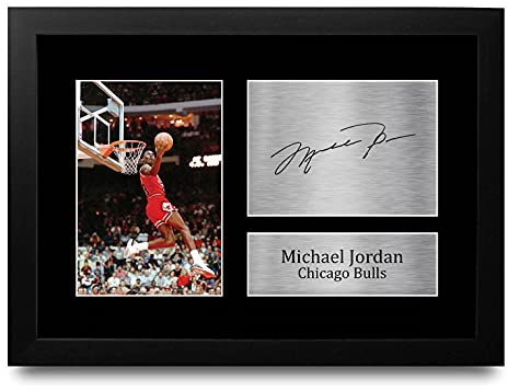 HWC Trading Michael Jordan A4 Gerahmte Signiert Gedruckt Autogramme Bild Druck-Fotoanzeige Geschenk Für Chicago Bulls Basketball-Fans